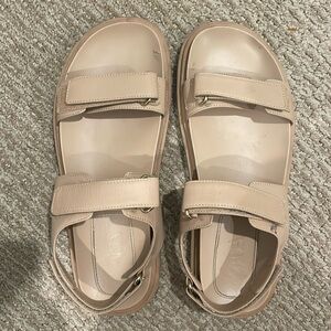 Zara Tan Slingback Strappy Sandals Sz 11
